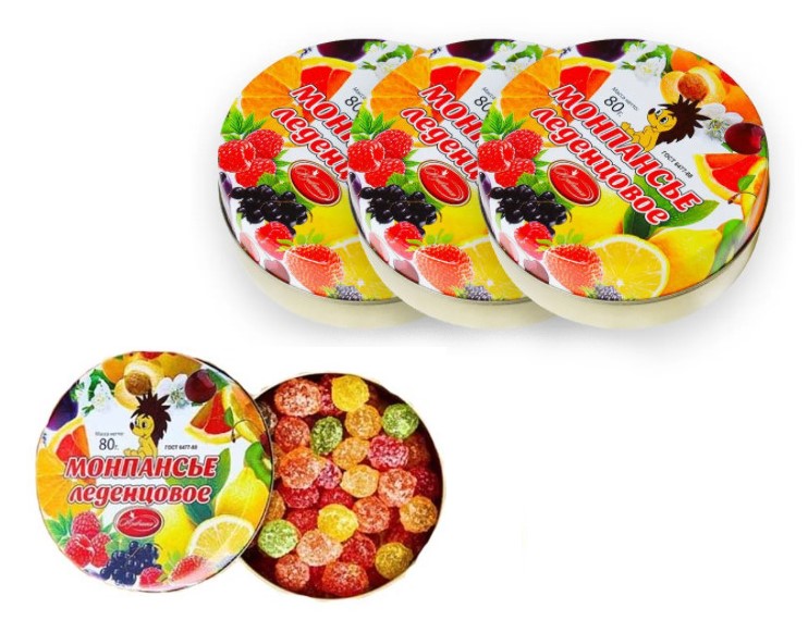 Монпансье леденцовое Ассорти 1,92кг(24шт*80гр) (Азовчанка)