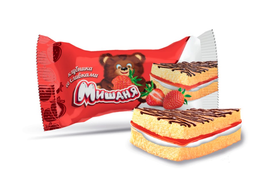 Пирожное Мишаня клубника со сливками 1,75кг (Донко)