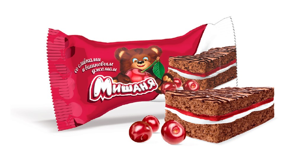 Пирожное Мишаня сливки и виш.джем 1,75кг (Донко)