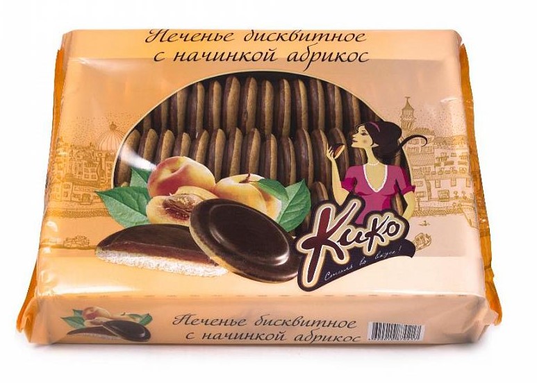 Бискв.печенье в темн.глазури Абрикос 1,2кг (КиКо)