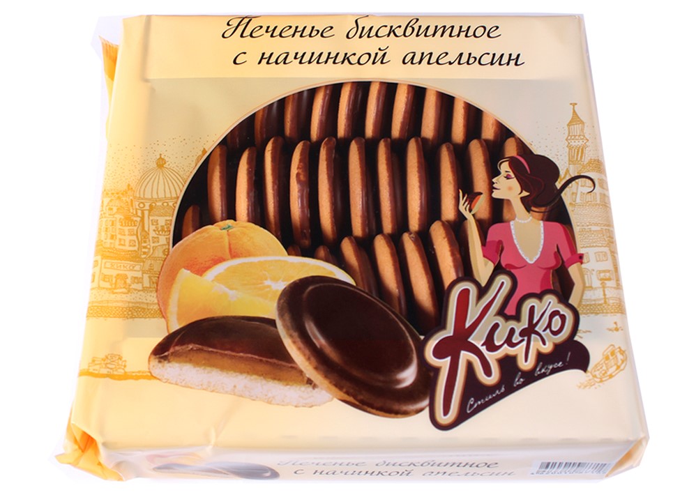 Бискв.печенье в темн.глазури Апельсин 1,2кг (КиКо)