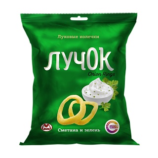 Чипсы картоф кольца Лучок вкус сметаны и зелени 35гр-30шт