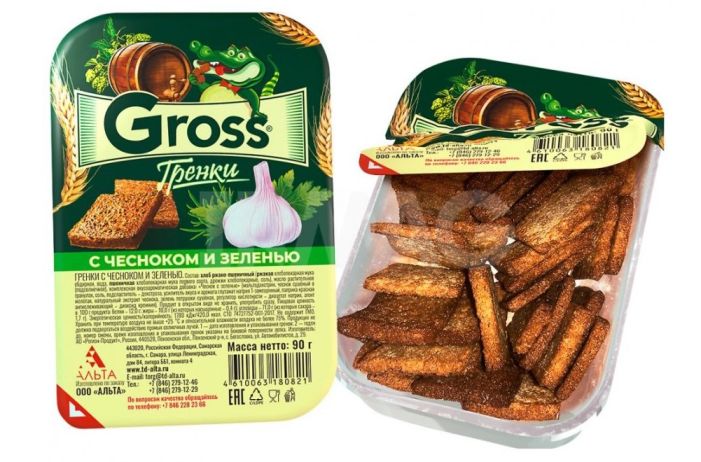 Гренки Gross со вкусом чеснока и зелени 90гр-20шт