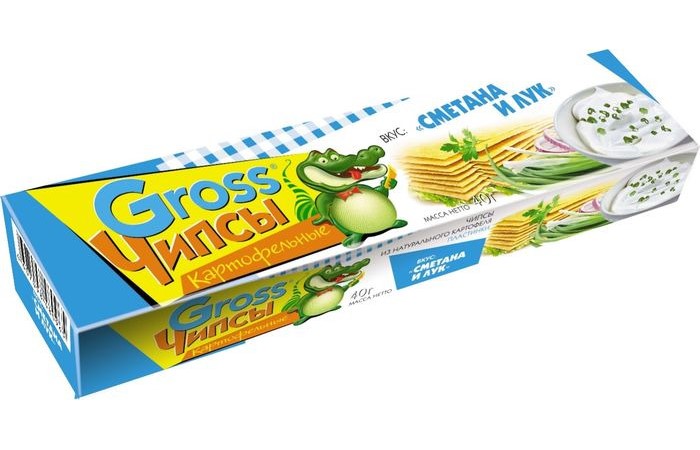 Чипсы Gross сметана и лук 40гр-25шт