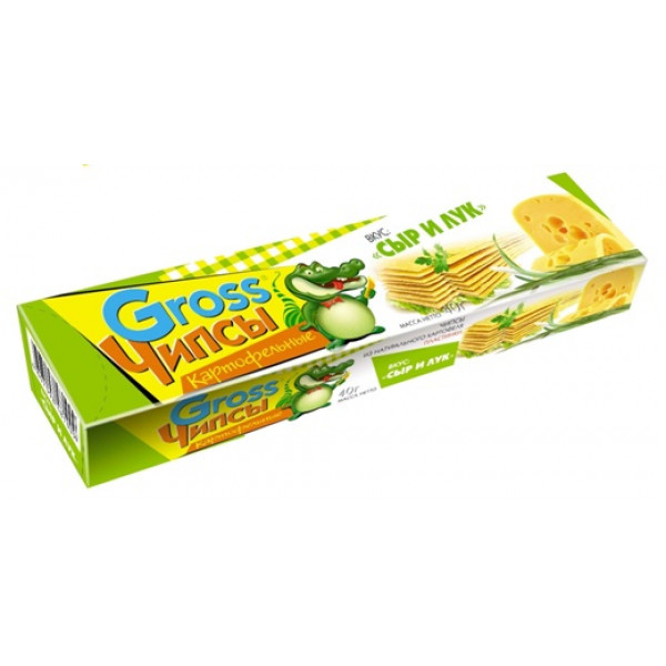 Чипсы Gross сыр и лук 40гр-25шт