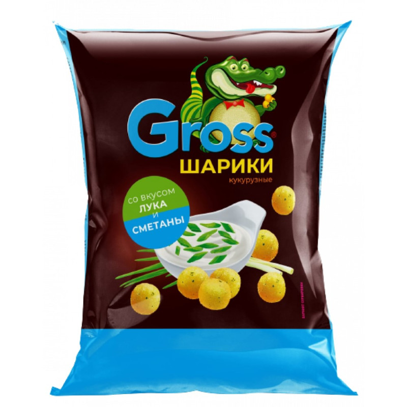 Шарики кукурузные Gross вкус лука и смет 60гр-20шт