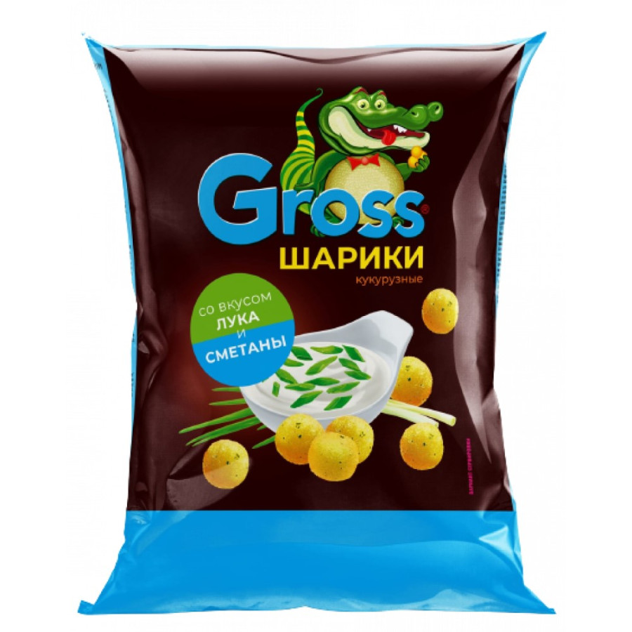 Шарики кукурузные Gross вкус лука и смет 60гр-20шт
