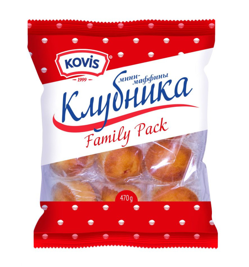 Мини-кексы Kovis с клубникой 470г-6шт