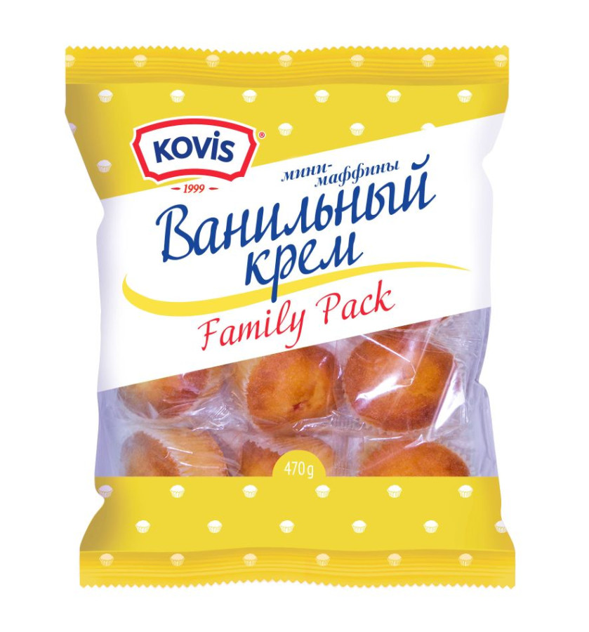 Мини-кексы Kovis с кремом ванильным 470г-6шт