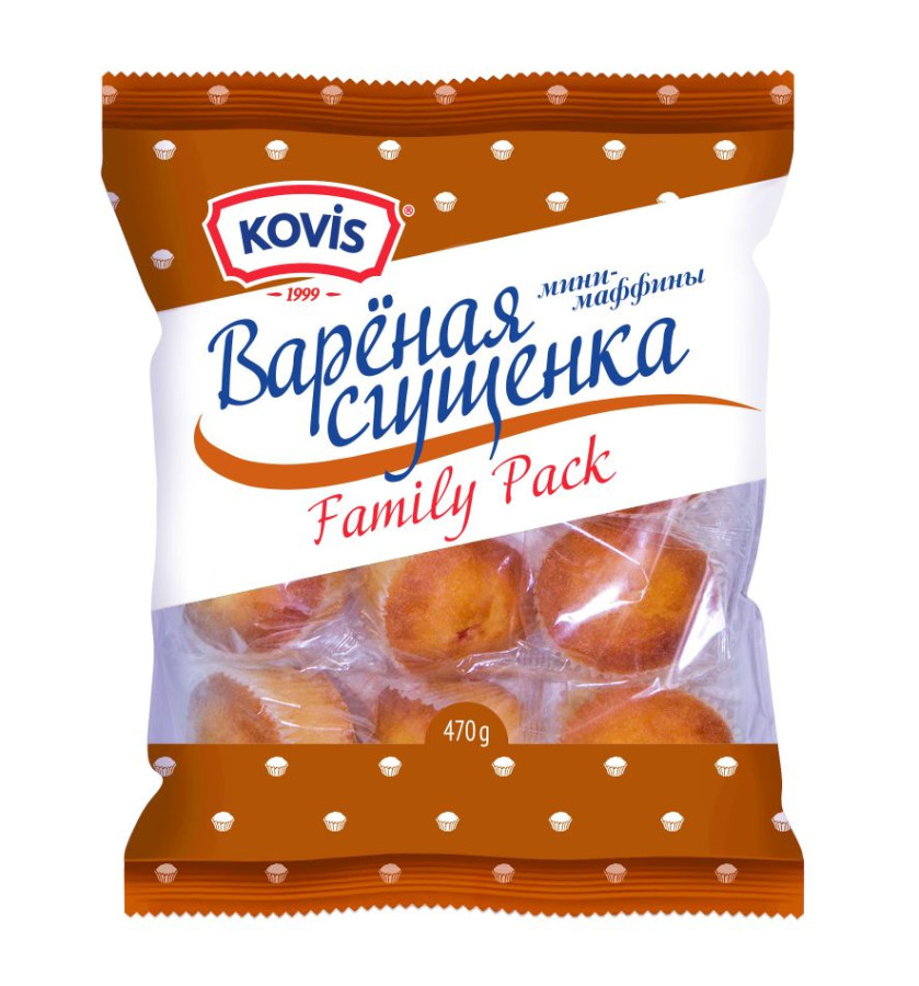 Мини-кексы Kovis с кремом вар.сгущ 470г-6шт