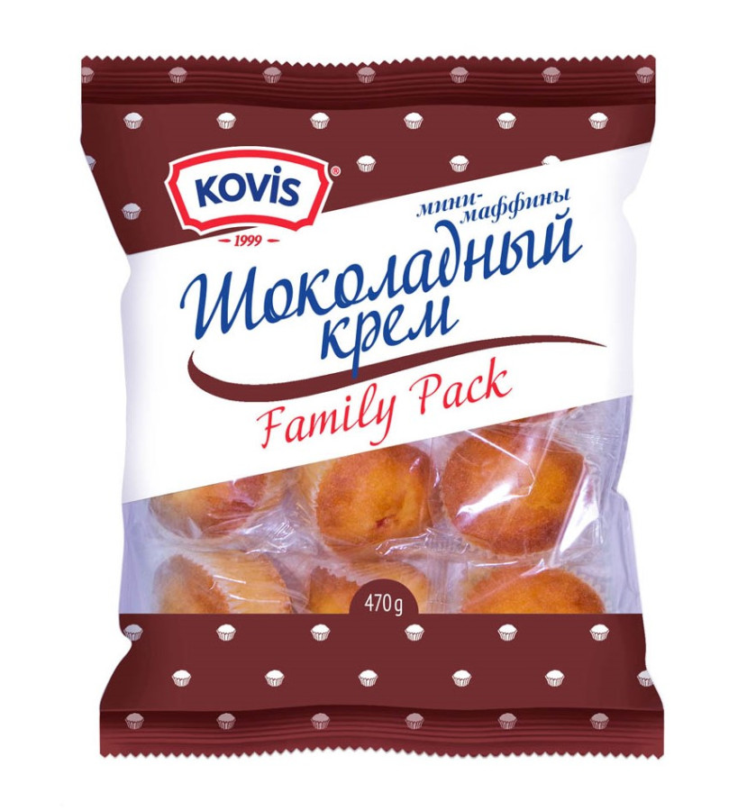 Мини-кексы Kovis с кремом шоколадным 470г-6шт