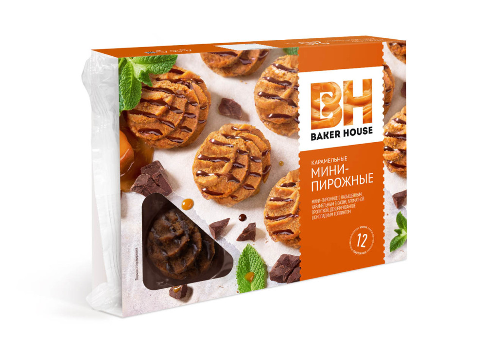 Мини-пирожные крошковые BH карамельные 240г-10шт