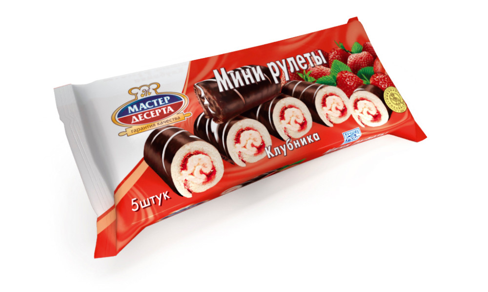 Мини-рулеты Мастер Десерта с крем и клубн 175-15ш