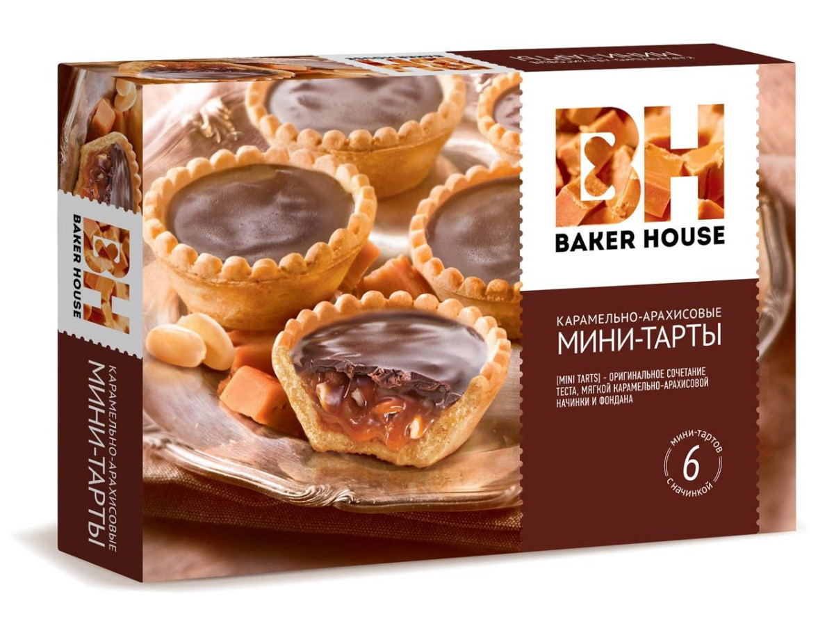 Мини-Тарты Baker House карамел-арахис 240г-8шт
