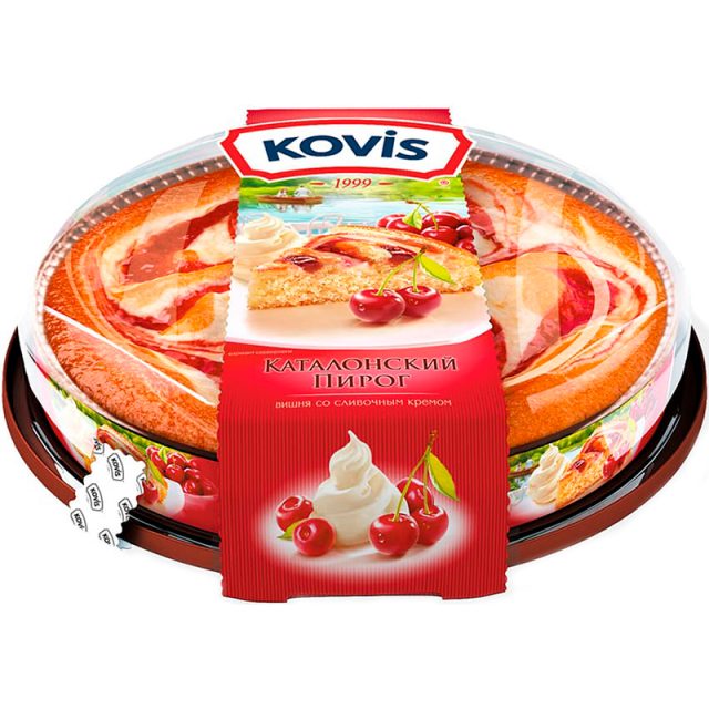 Пирог бискв Kovis слив.крем и вишня 400г 6ш
