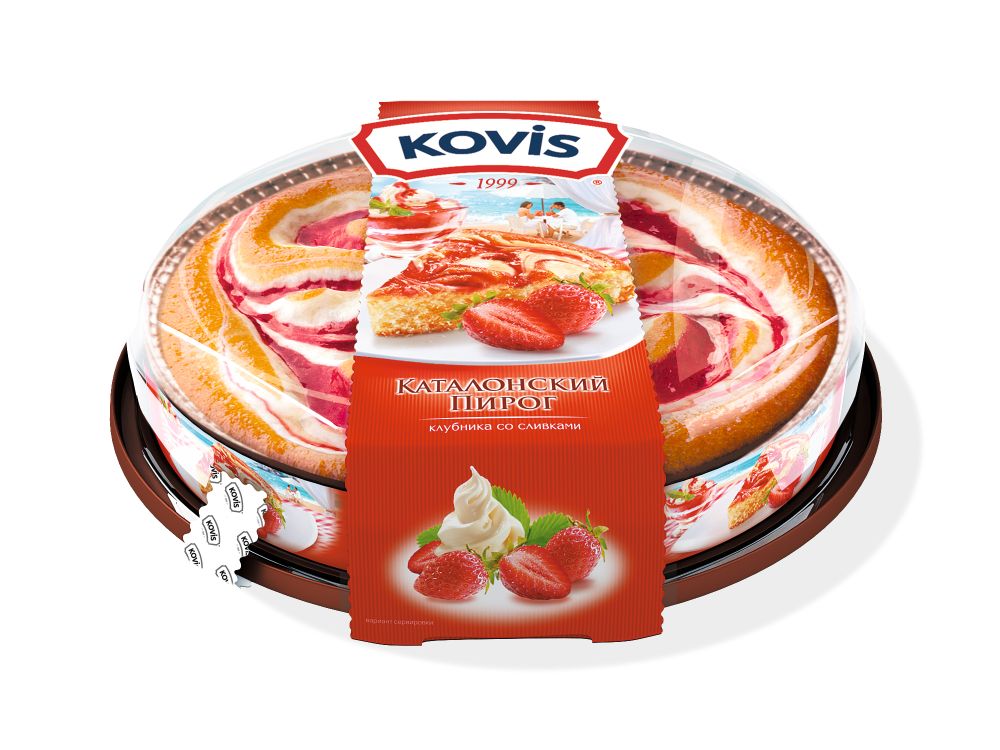 Пирог бискв Kovis слив.крем и клубн 400г 6ш