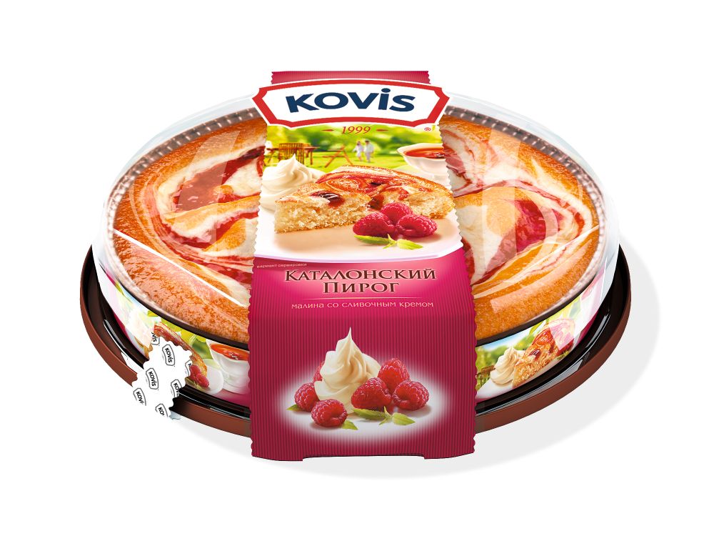 Пирог бискв Kovis слив.крем и малина 400г 6ш