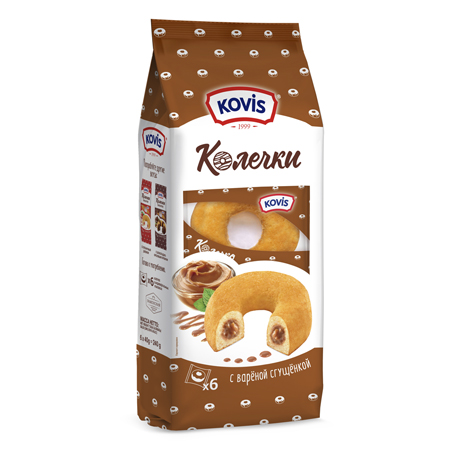Пирожные биск Колечки Kovis с вар сгущ 240 6шт