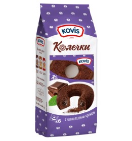 Пирожные биск Колечки Kovis с шокол.кремом 240-6шт
