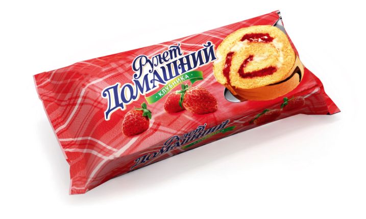 Рулет бис.Рулет Домашний с крем и клубника 150г 15