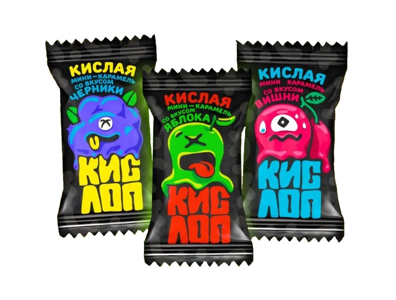 Мини-карамель Кислоп (яблоко,вишня,черника) 1-3кг